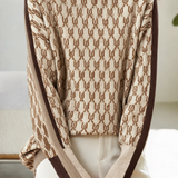 Casual Reversible Colorblock Jacquard Merino Wool Sweater