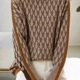 Casual Reversible Colorblock Jacquard Merino Wool Sweater