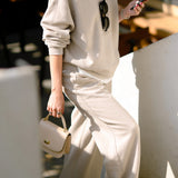 Casual Half Zip Wide Leg Pants Set