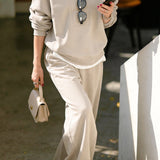 Casual Half Zip Wide Leg Pants Set