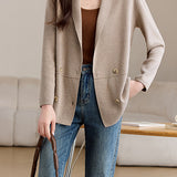 Versatile Double Breasted Seam Detail Knit Cardigan