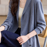 Versatile Double Breasted Seam Detail Knit Cardigan