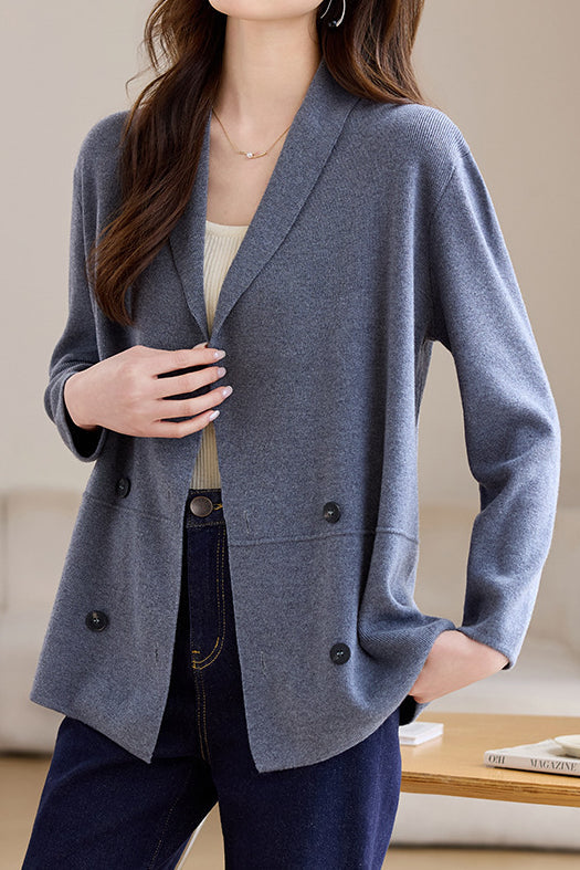 Versatile Double Breasted Seam Detail Knit Cardigan