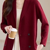 Versatile Double Breasted Seam Detail Knit Cardigan