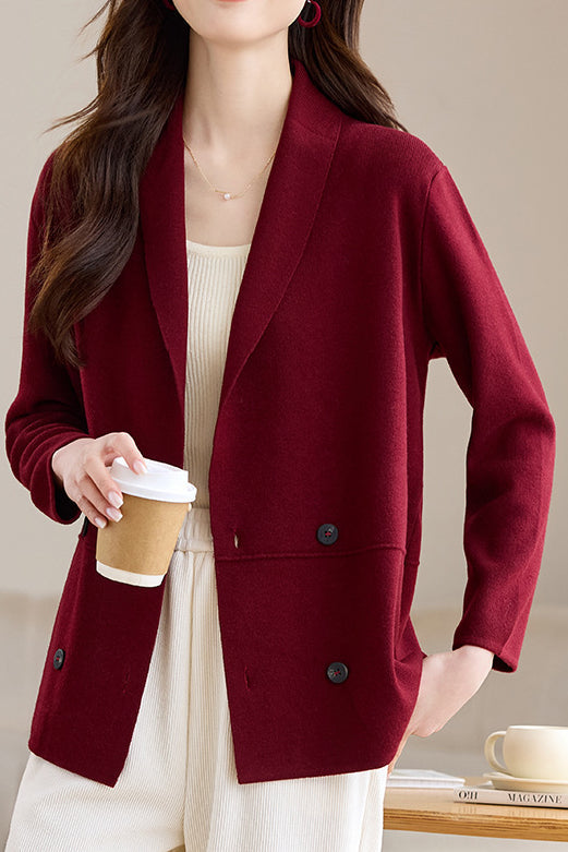Versatile Double Breasted Seam Detail Knit Cardigan