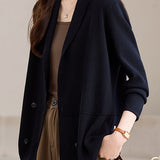 Versatile Double Breasted Seam Detail Knit Cardigan