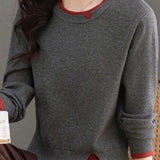 Versatile Layered Look Notched Slit Knit Sweater
