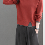 Versatile Layered Look Notched Slit Knit Sweater
