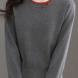 Versatile Layered Look Notched Slit Knit Sweater