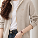 Versatile Bow Detail Trim Knit Cardigan