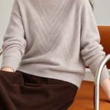 Chic Mock Neck Textured Long Sleeve Knit Sweater