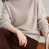 Chic Mock Neck Textured Long Sleeve Knit Sweater