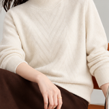 Chic Mock Neck Textured Long Sleeve Knit Sweater