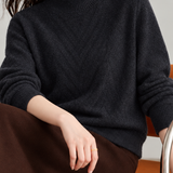 Chic Mock Neck Textured Long Sleeve Knit Sweater