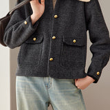 Chic Knit Wide Collar Wool Blend Coat