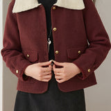 Chic Knit Wide Collar Wool Blend Coat