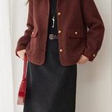 Chic Knit Wide Collar Wool Blend Coat
