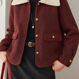 Chic Knit Wide Collar Wool Blend Coat