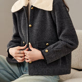 Chic Knit Wide Collar Wool Blend Coat