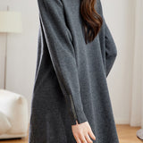 Elegant Mock Neck Rhinestone Embellished Long Sleeve Dress