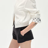 Casual Stand Collar Colorblock Polka Dot Jacket