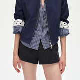 Casual Stand Collar Colorblock Polka Dot Jacket