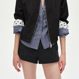 Casual Stand Collar Colorblock Polka Dot Jacket