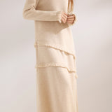 Elegant Fringe Knit Sweater and Skirt Set