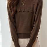 Chic Mock Neck Rhinestone Cable Knit Sweater