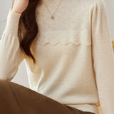 Chic Mock Neck Rhinestone Cable Knit Sweater