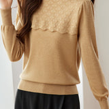 Chic Mock Neck Rhinestone Cable Knit Sweater
