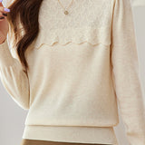 Chic Mock Neck Rhinestone Cable Knit Sweater