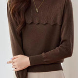 Chic Mock Neck Rhinestone Cable Knit Sweater