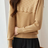 Chic Mock Neck Rhinestone Cable Knit Sweater