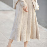 Elegant Versatile High Waist Ribbed Knit Skirt