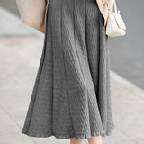 Elegant Versatile High Waist Ribbed Knit Skirt