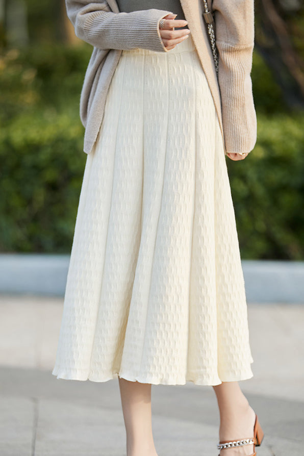 Elegant Versatile High Waist Ribbed Knit Skirt