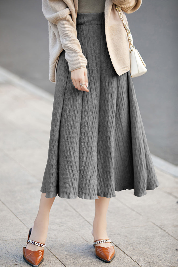 Elegant Versatile High Waist Ribbed Knit Skirt