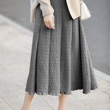 Elegant Versatile High Waist Ribbed Knit Skirt