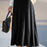 Elegant Versatile High Waist Ribbed Knit Skirt