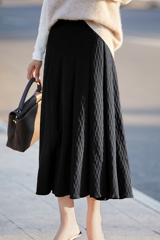 Elegant Versatile High Waist Ribbed Knit Skirt