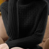 Chic Versatile Mock Neck Long Sleeve Knit Sweater