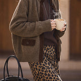 Chic Versatile Crew Neck Metal Button Knit Cardigan
