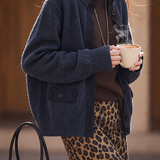 Chic Versatile Crew Neck Metal Button Knit Cardigan