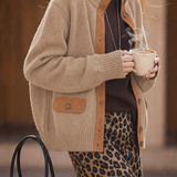 Chic Versatile Crew Neck Metal Button Knit Cardigan