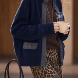 Chic Versatile Crew Neck Metal Button Knit Cardigan