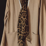 Chic Leopard Print Long Silk Scarf
