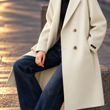 Chic Versatile Long Collared Wool Blend Coat