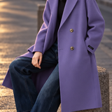 Chic Versatile Long Collared Wool Blend Coat