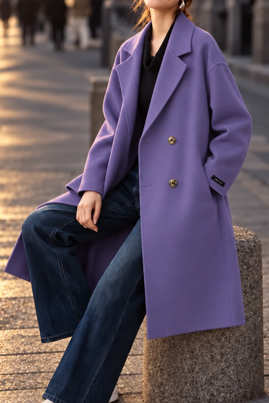 Chic Versatile Long Collared Wool Blend Coat